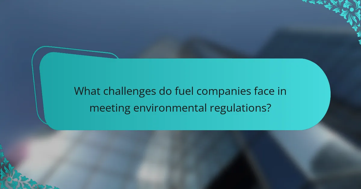 What challenges do fuel companies face in meeting environmental regulations?