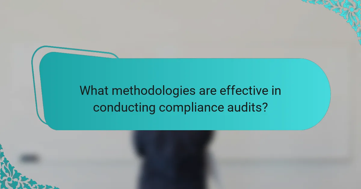 What methodologies are effective in conducting compliance audits?